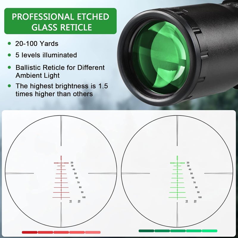 SVITVU Professional Crossbow Scope, 300-450FPS(1.5-5x32), 20-100 Yards High Brightness and high Definition Red and Green Etched Glass Reticle, Free 20mm mounts - Image 3